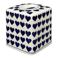A picture of a Polish Pottery Tissue Box Cover (Whole Hearted) | O003T-SEDU as shown at PolishPotteryOutlet.com/products/tissue-box-cover-whole-hearted-o003t-sedu