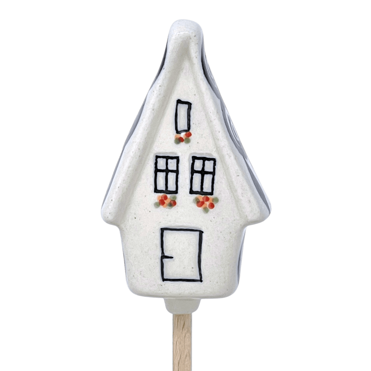 Ornament, Plant Stake, House, 2" in "Peacock" by Manufaktura | O066T-54