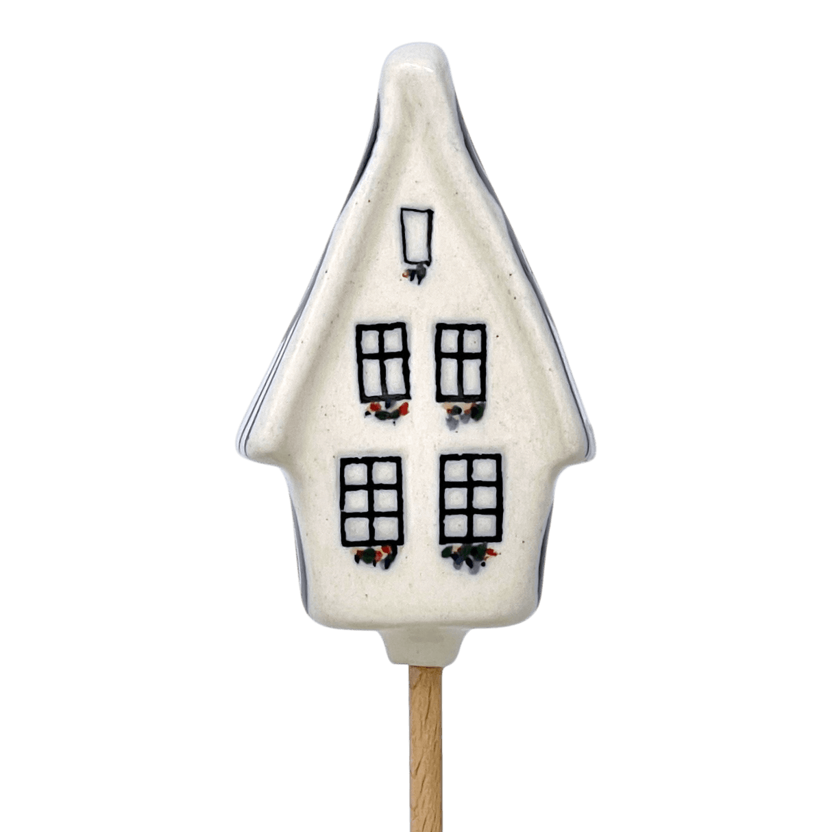 Ornament, Plant Stake, House, 2" in "Peacock in Line" by Manufaktura | O066T-54A