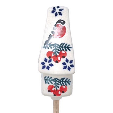 Ornament, Plant Stake, House, 2" in "Red Bird" by Manufaktura | O066T-GILE
