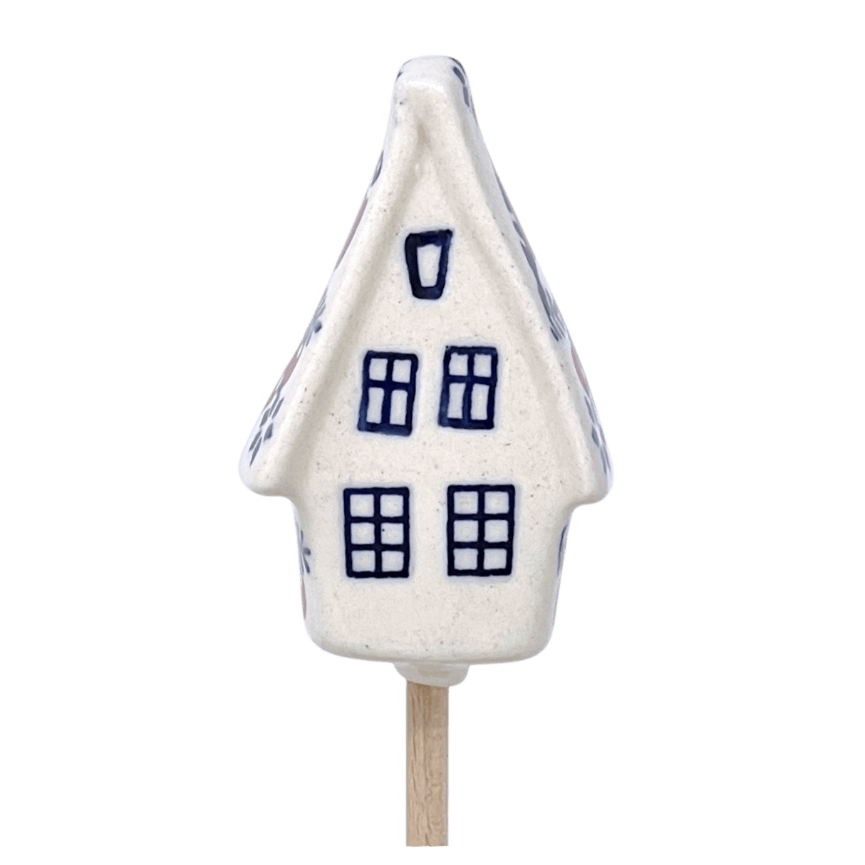 Ornament, Plant Stake, House, 2" in "Red Bird" by Manufaktura | O066T-GILE