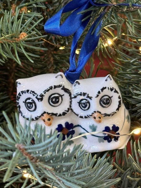 Ornament, Two Owl, 2" in "Peacock" by Manufaktura | K020T-54