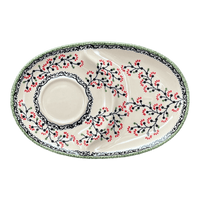 A picture of a Polish Pottery Soup and Sandwich Plate (Cherry Blossoms) | P006S-DPGJ as shown at PolishPotteryOutlet.com/products/soup-sandwich-breakfast-plate-cherry-blossoms-p006s-dpgj