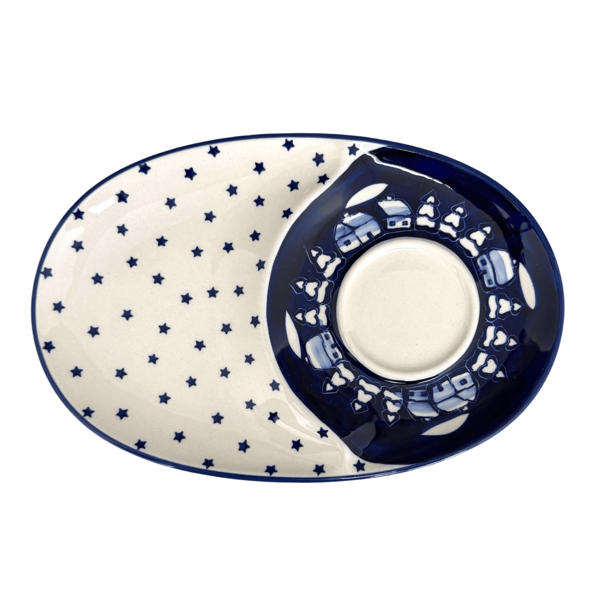 Plate, Oval, Soup & Sandwich, 11.75" x 7.25" in "Winter's Eve" by Manufaktura | P006S-IBZ