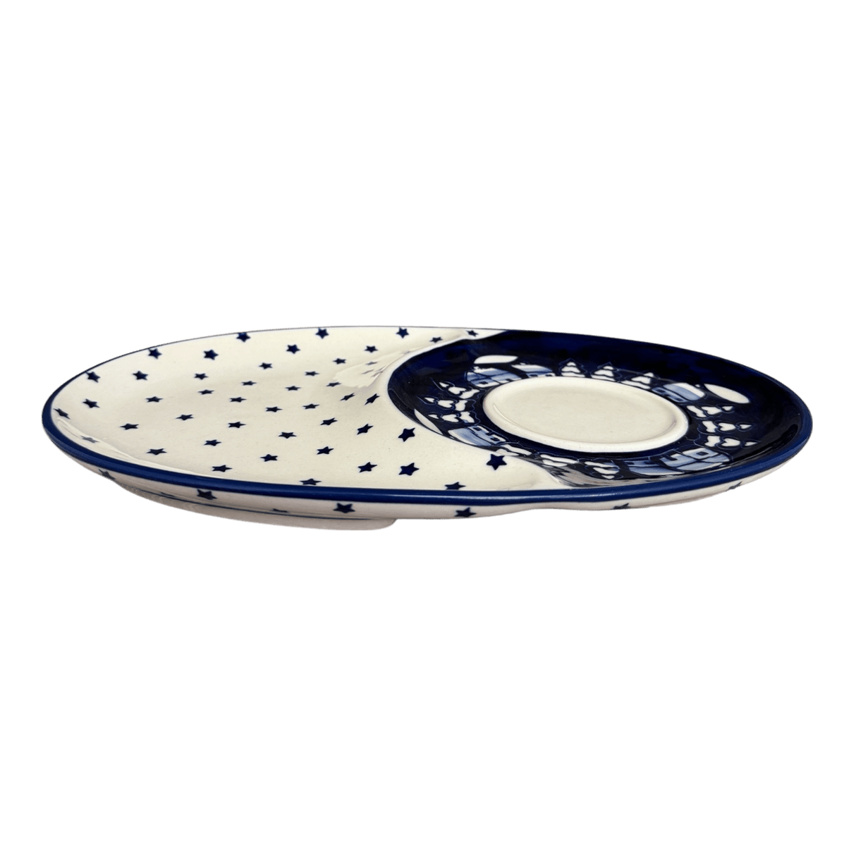 Plate, Oval, Soup & Sandwich, 11.75" x 7.25" in "Winter's Eve" by Manufaktura | P006S-IBZ