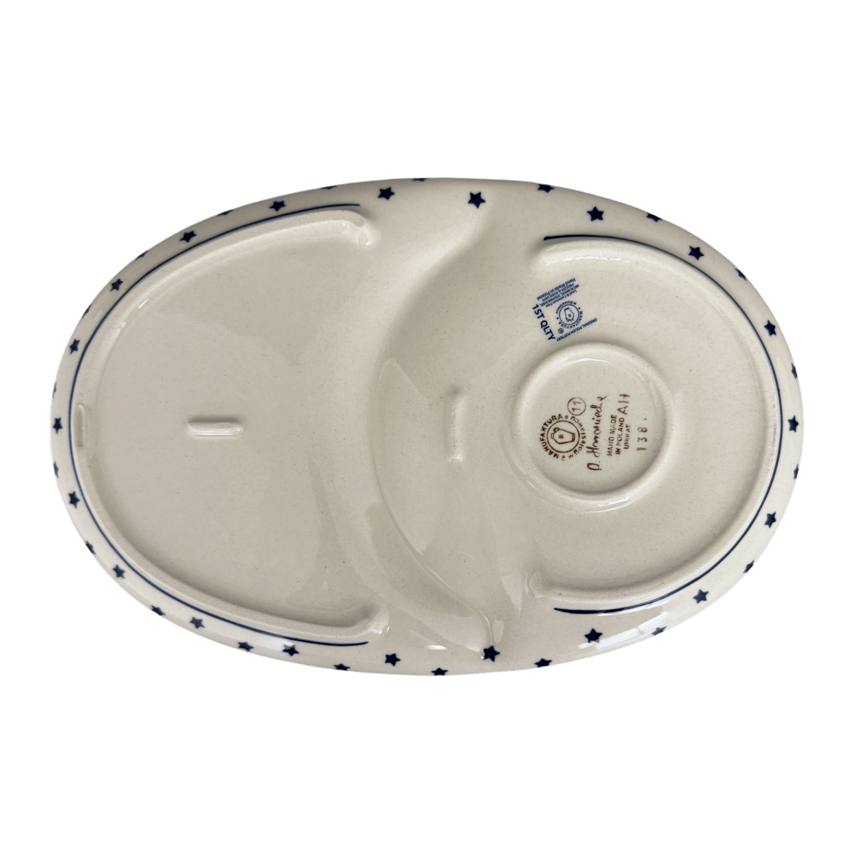 Plate, Oval, Soup & Sandwich, 11.75" x 7.25" in "Winter's Eve" by Manufaktura | P006S-IBZ
