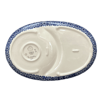 A picture of a Polish Pottery Soup and Sandwich Plate (Mediterranean Blossoms) | P006S-P274 as shown at PolishPotteryOutlet.com/products/11-75-x-7-25-oval-plate-mediterranean-blossoms-p006s-p274
