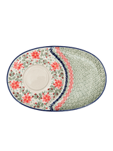 Plate, Oval, Soup & Sandwich, 11.75" x 7.25" in "Pink Poinsettia" by Manufaktura | P006S-PS14
