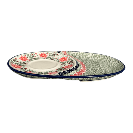 Plate, Oval, Soup & Sandwich, 11.75" x 7.25" in "Pink Poinsettia" by Manufaktura | P006S-PS14