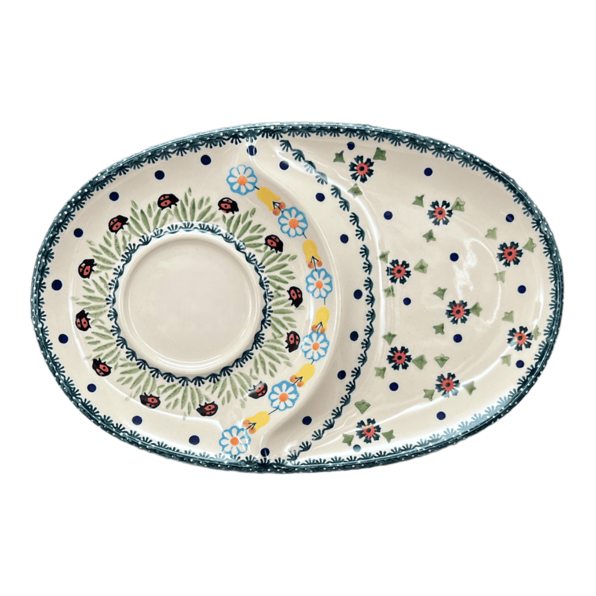 Plate, Oval, Soup & Sandwich, 11.75" x 7.25" in "Lady Bugs" by Manufaktura | P006T-IF45