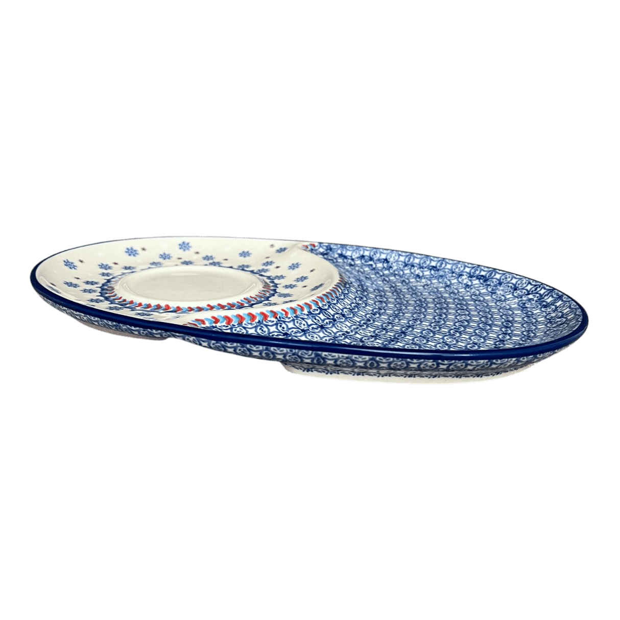 Plate, Oval, Soup & Sandwich, 11.75" x 7.25" in "Snowflake Love" by Manufaktura | P006U-PS01