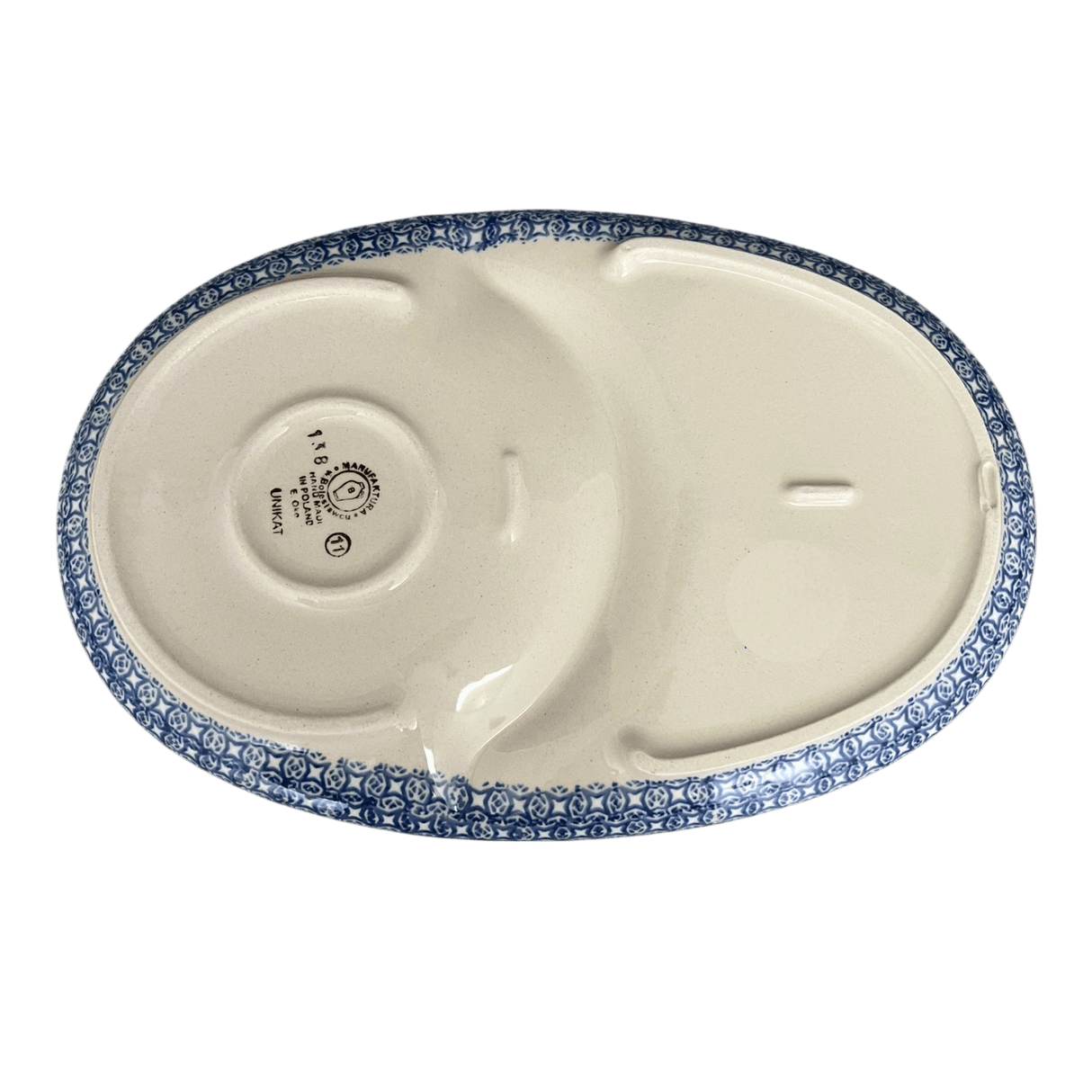 Plate, Oval, Soup & Sandwich, 11.75" x 7.25" in "Snowflake Love" by Manufaktura | P006U-PS01