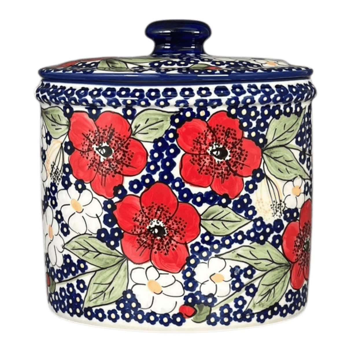 Container, Oval, Lid, 6" x 4" in "Poppies & Posies" by Manufaktura | P059S-IM02