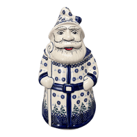 A picture of a Polish Pottery Santa Cookie Jar (Snowy Pines) | P060T-U22 as shown at PolishPotteryOutlet.com/products/12-santa-cookie-jar-snowy-pines-p060t-u22
