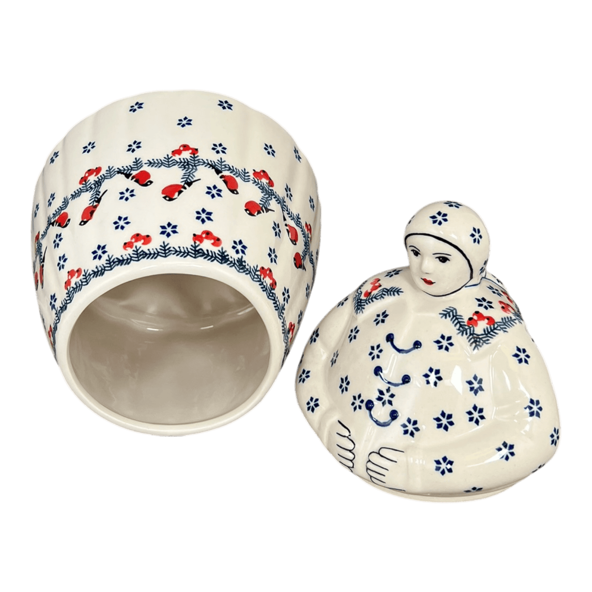 Cookie Jar, Lady, 10.5" Manufaktura (P072) in "Red Bird" by Manufaktura | P072T-GILE