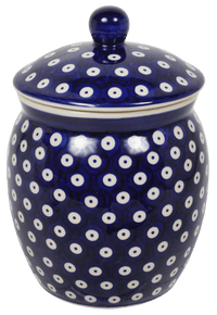 A picture of a Polish Pottery 2 Liter Canister (Dot to Dot) | P074T-70A as shown at PolishPotteryOutlet.com/products/2-liter-canister-dot-to-dot-p074t-70a