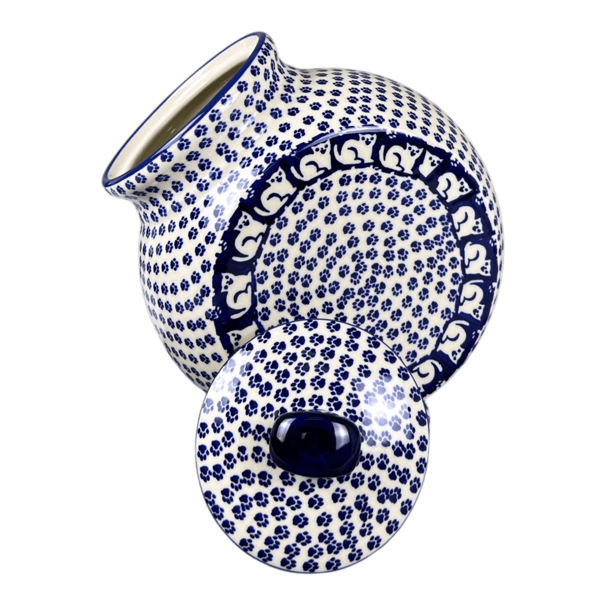 Candy/Cookie Jar, Round, 8.5" in "Kitty Cat Path" by Manufaktura | P076T-KOT6
