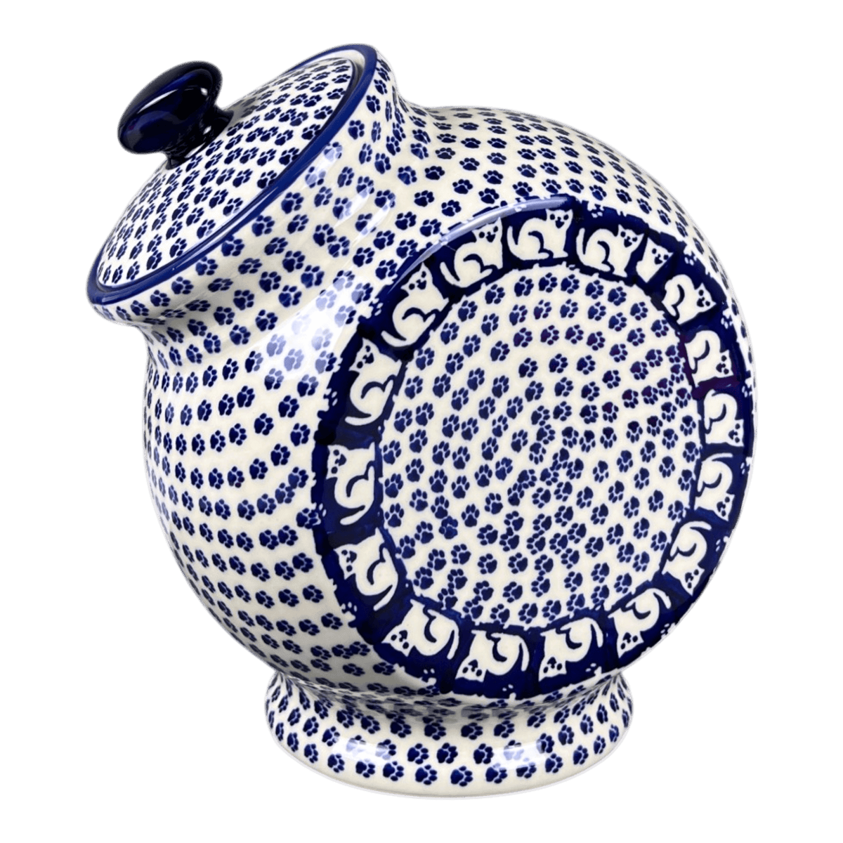 Candy/Cookie Jar, Round, 8.5" in "Kitty Cat Path" by Manufaktura | P076T-KOT6