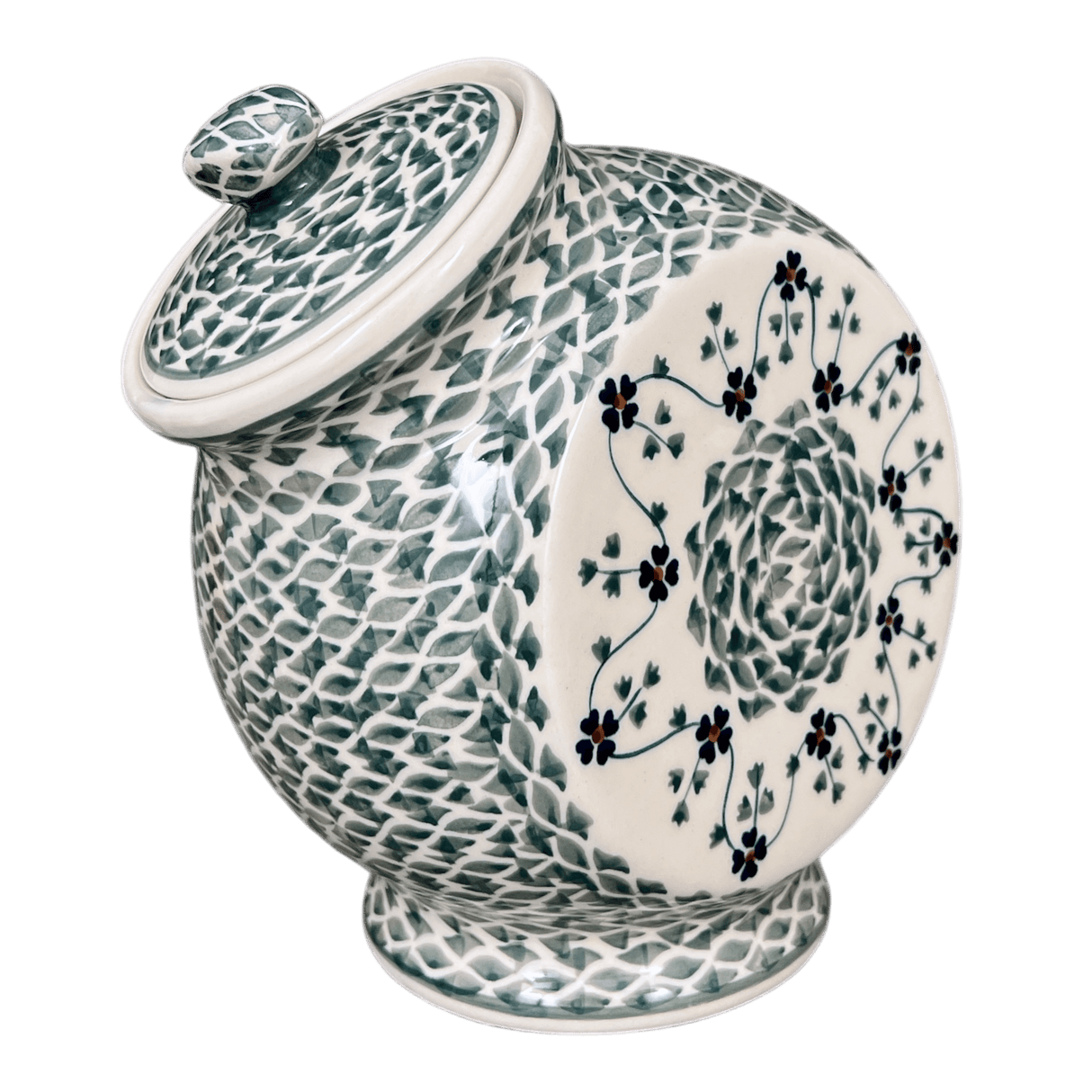 Candy/Cookie Jar, Round, 8.5" in "Woven Pansies" by Manufaktura | P076T-RV