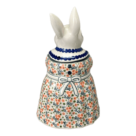 Polish Pottery Rabbit Cookie Jar (Peach Blossoms) | P080S-AS46 Additional Image at PolishPotteryOutlet.com