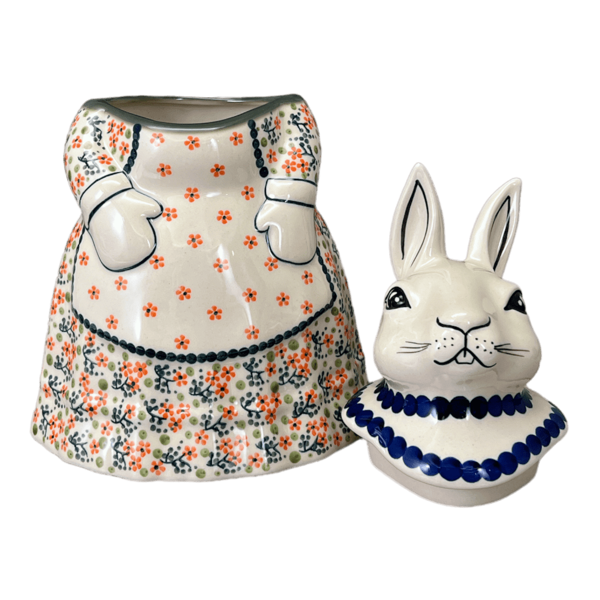 Cookie Jar, Rabbit, 11.25" in "Peach Blossoms" by Manufaktura | P080S-AS46