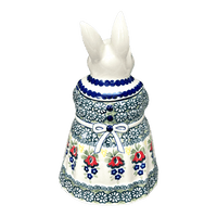 A picture of a Polish Pottery Rabbit Cookie Jar (Coral Bells) | P080S-DPSD as shown at PolishPotteryOutlet.com/products/11-rabbit-cookie-jar-coral-bells-p080s-dpsd