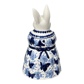 Polish Pottery Rabbit Cookie Jar (Blue Butterfly) | P080U-AS58 Additional Image at PolishPotteryOutlet.com