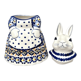 Polish Pottery Rabbit Cookie Jar (Kaleidoscope) | P080U-ASR Additional Image at PolishPotteryOutlet.com