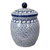 A picture of a Polish Pottery 4 Liter Canister (Kitty Cat Path) | P081T-KOT6 as shown at PolishPotteryOutlet.com/products/4-liter-canister-kitty-cat-path-p081t-kot6