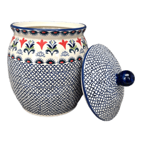 A picture of a Polish Pottery 4 Liter Canister (Scandinavian Scarlet) | P081U-P295 as shown at PolishPotteryOutlet.com/products/4-liter-canister-scandinavian-scarlet-p081u-p295