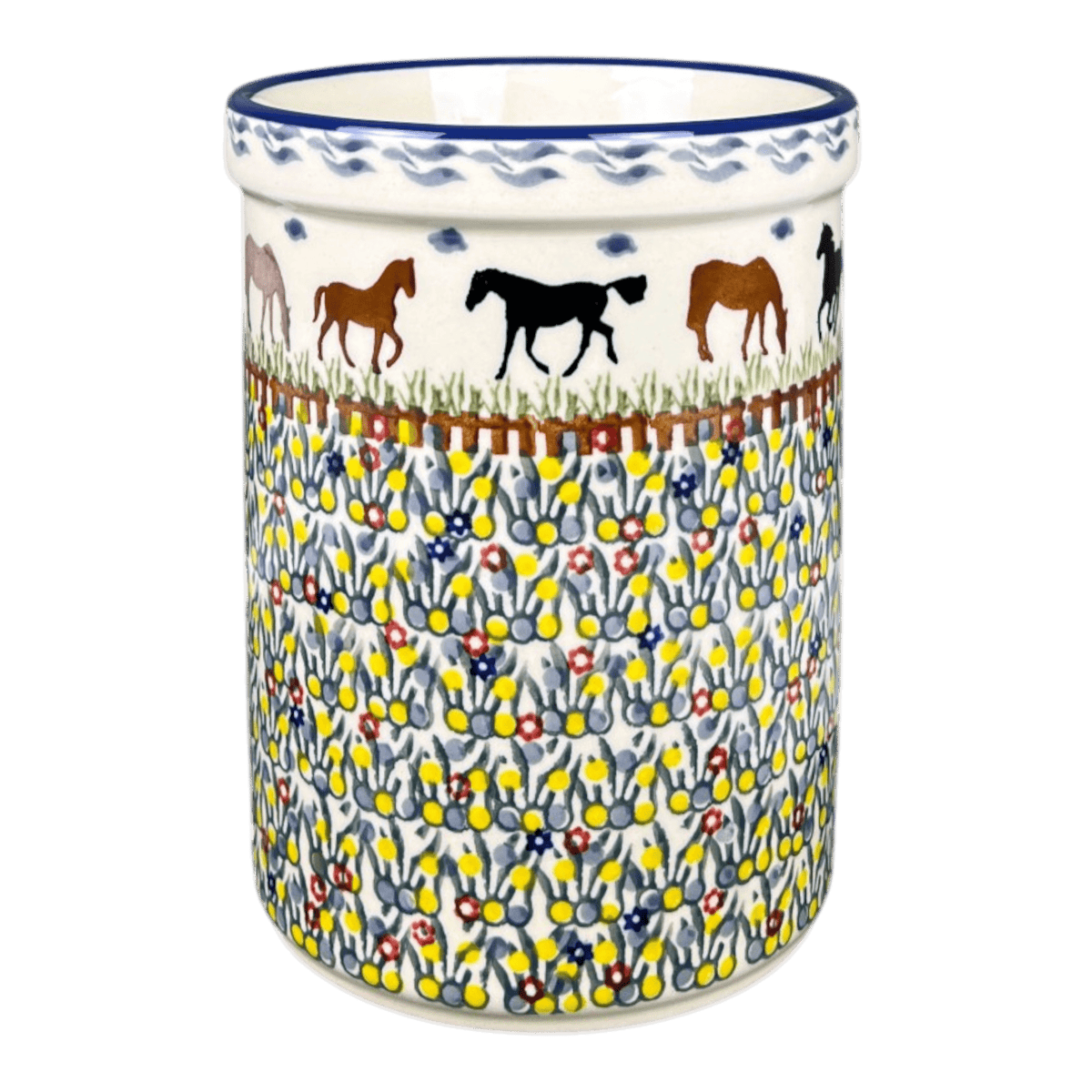 Utensil Holder, 7" in "Wild Horses" by Manufaktura | P082S-INK1