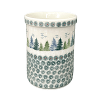 A picture of a Polish Pottery Utensil Holder (Pine Forest) | P082S-PS29 as shown at PolishPotteryOutlet.com/products/7-utensil-holder-wine-chiller-pine-forest-p082s-ps29