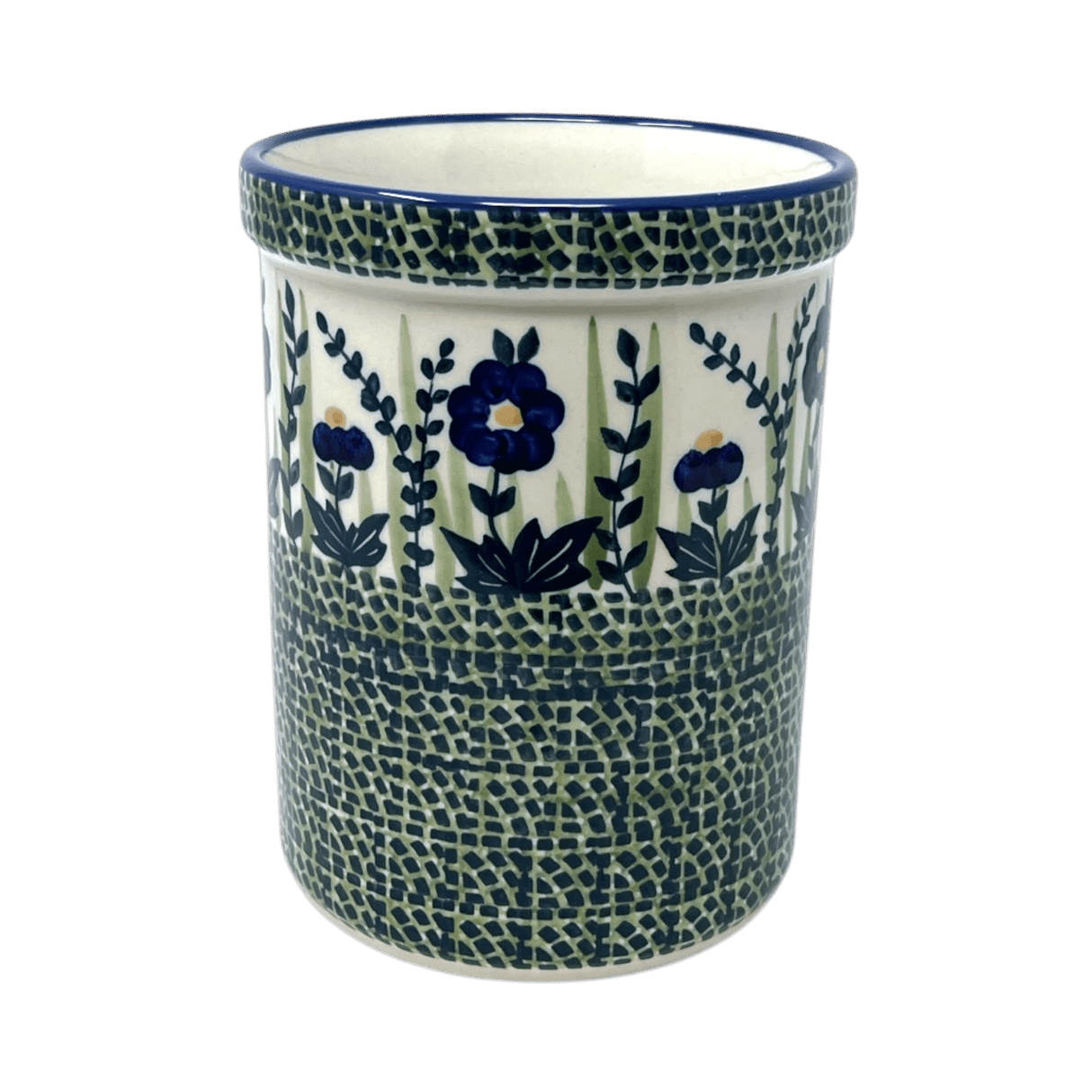 Utensil Holder, 7" in "Bouncing Blue Blossoms" by Manufaktura | P082U-IM03