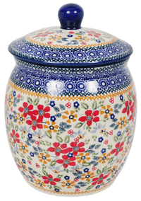 A picture of a Polish Pottery 3 Liter Canister (Ruby Bouquet) | P083S-DPCS as shown at PolishPotteryOutlet.com/products/3-liter-canister-ruby-bouquet-p083s-dpcs