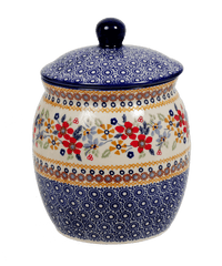 A picture of a Polish Pottery 3 Liter Canister (Ruby Duet) | P083S-DPLC as shown at PolishPotteryOutlet.com/products/3-liter-canister-ruby-duet-p083s-dplc