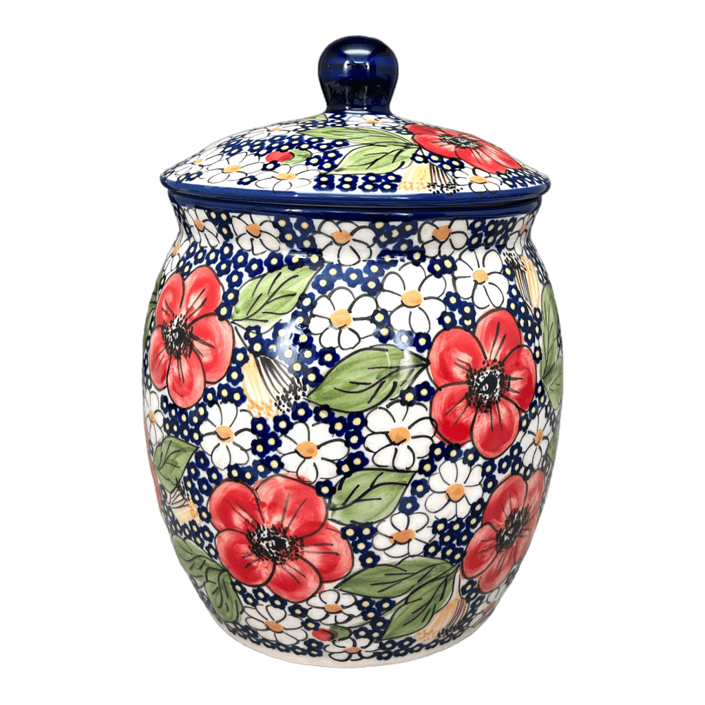 Extra Large 6 Quart Polish Pottery Cookie Jar / Canister in Flower