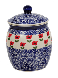 A picture of a Polish Pottery 3 Liter Canister (Poppy Garden) | P083T-EJ01 as shown at PolishPotteryOutlet.com/products/3-liter-canister-poppy-garden-p083t-ej01