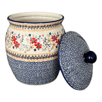 A picture of a Polish Pottery 5 Liter Canister (Ruby Duet) | P084S-DPLC as shown at PolishPotteryOutlet.com/products/5-liter-canister-ruby-duet-p084s-dplc