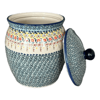 A picture of a Polish Pottery 5 Liter Canister (Sunny Border) | P084S-JZ41 as shown at PolishPotteryOutlet.com/products/5-liter-canister-sunny-border-p084s-jz41