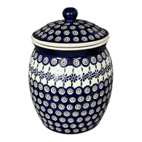 A picture of a Polish Pottery 5 Liter Canister (Floral Peacock) | P084T-54KK as shown at PolishPotteryOutlet.com/products/5-liter-canister-floral-peacock-p084t-54kk