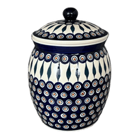 A picture of a Polish Pottery 5 Liter Canister (Peacock) | P084T-54 as shown at PolishPotteryOutlet.com/products/5-liter-canister-peacock-p084t-54