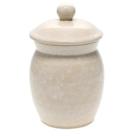 A picture of a Polish Pottery 0.5 Liter Canister (Duet in Lace) | P087S-SB02 as shown at PolishPotteryOutlet.com/products/0-5-liter-canister-duet-in-lace