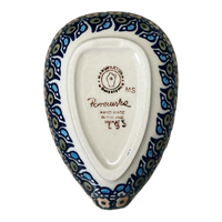 A picture of a Polish Pottery Small Spoon Rest (Olive Orchard) | P093S-DZ as shown at PolishPotteryOutlet.com/products/spoon-rest-olive-orchard-p093s-dz