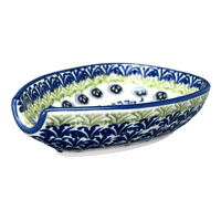 A picture of a Polish Pottery Small Spoon Rest (Floral Fans) | P093S-P314 as shown at PolishPotteryOutlet.com/products/spoon-rest-floral-fans-p093s-p314