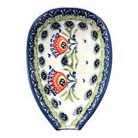 A picture of a Polish Pottery Small Spoon Rest (Floral Fans) | P093S-P314 as shown at PolishPotteryOutlet.com/products/spoon-rest-floral-fans-p093s-p314