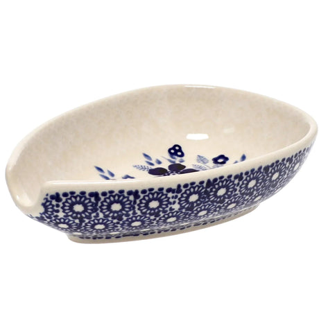 Spoon Rest, Small, 3.5" in "Duet in Blue & White" by Manufaktura | P093S-SB04