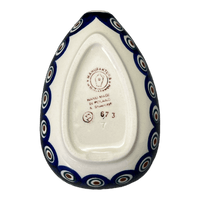 A picture of a Polish Pottery Small Spoon Rest (Floral Peacock) | P093T-54KK as shown at PolishPotteryOutlet.com/products/spoon-rest-floral-peacock-p093t-54kk