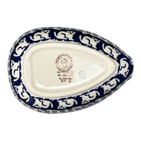 A picture of a Polish Pottery Small Spoon Rest (Kitty Cat Path) | P093T-KOT6 as shown at PolishPotteryOutlet.com/products/spoon-rest-kitty-cat-path-p093t-kot6