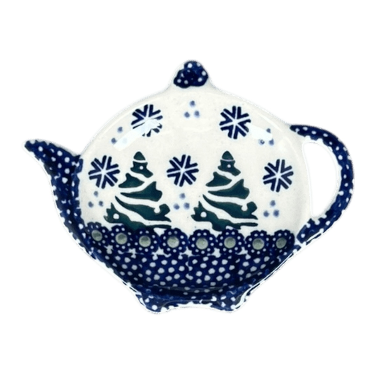 Saucer, Teapot, 4.25" x 3.25" in "Snowy Pines" by Manufaktura | P094T-U22