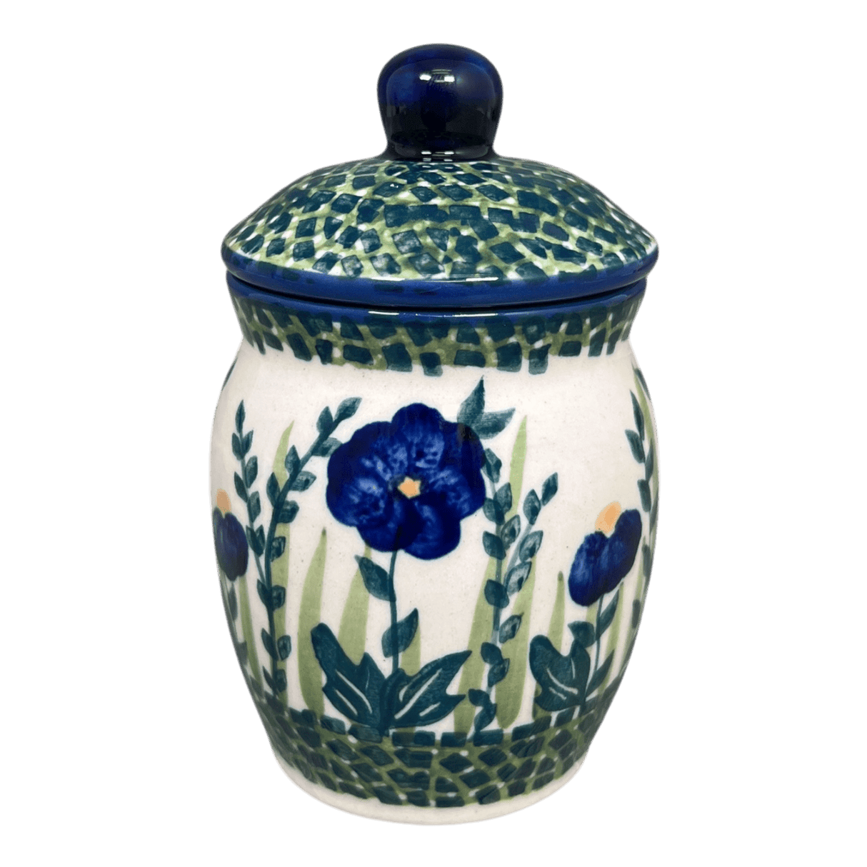 Canister, 0.25 Liter in "Bouncing Blue Blossoms" by Manufaktura | P095U-IM03